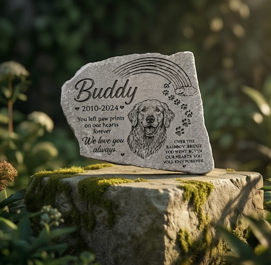 Personalized Pet Memorial Stone 🐾🌈