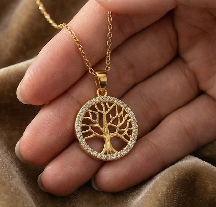 Tree of Life Diamond Halo Necklace