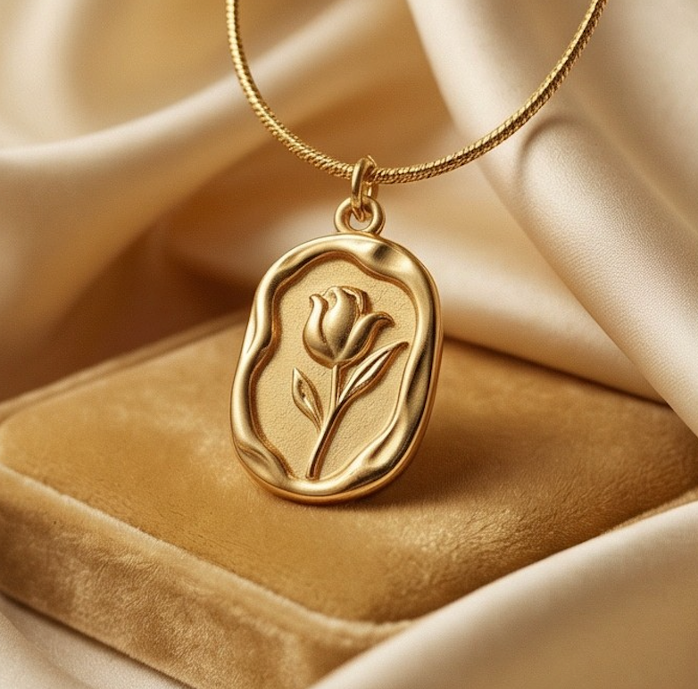 Embossed Rose Necklace