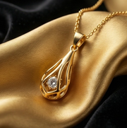 Caged Diamond Teardrop Necklace