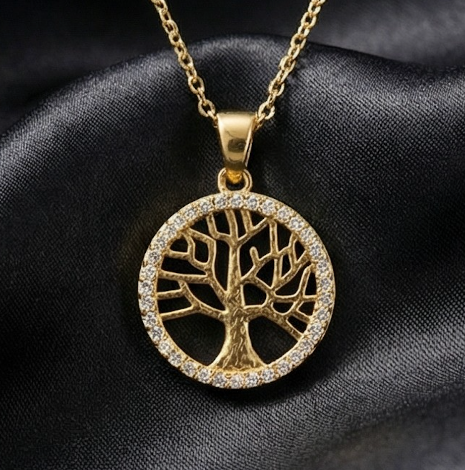 Tree of Life Diamond Halo Necklace