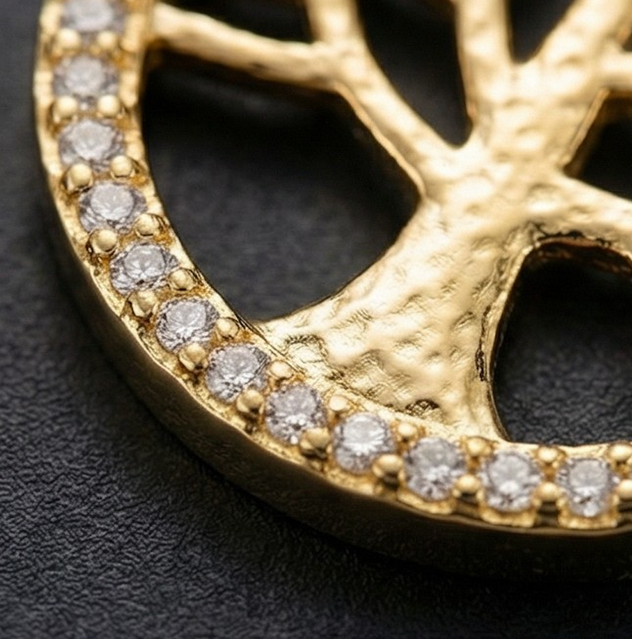 Tree of Life Diamond Halo Necklace