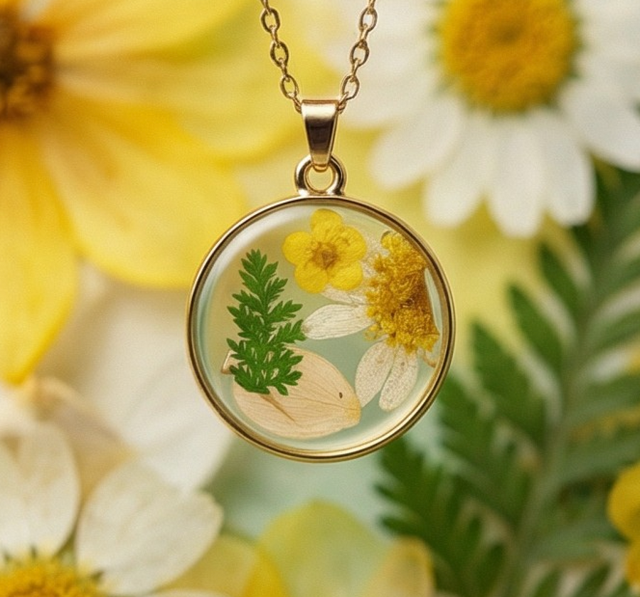 Personalized Dried Flower Resin Necklace
