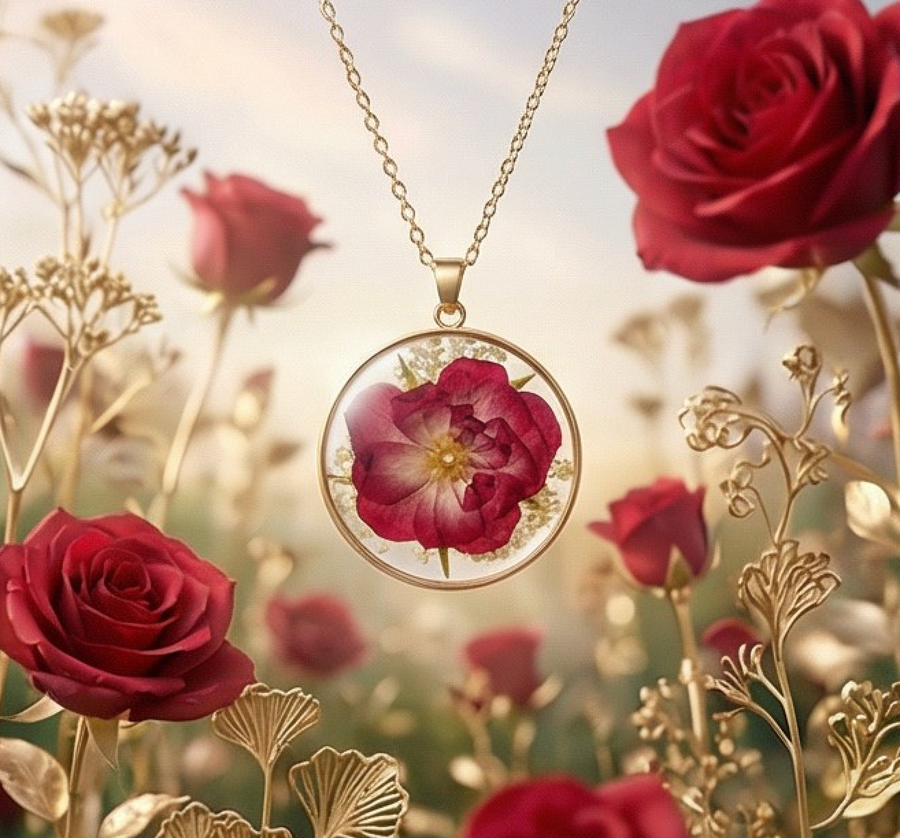 Personalized Dried Flower Resin Necklace