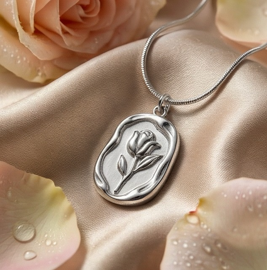 Embossed Rose Necklace