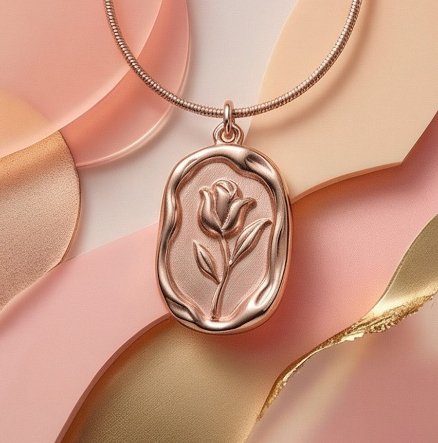 Embossed Rose Necklace