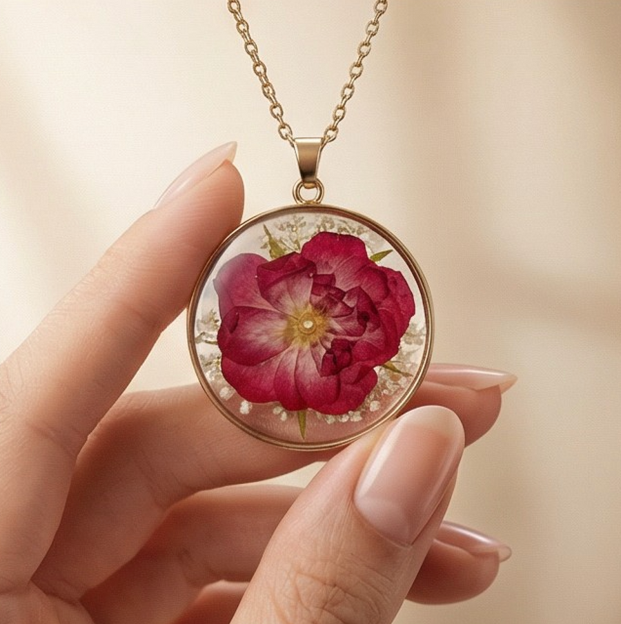 Personalized Dried Flower Resin Necklace