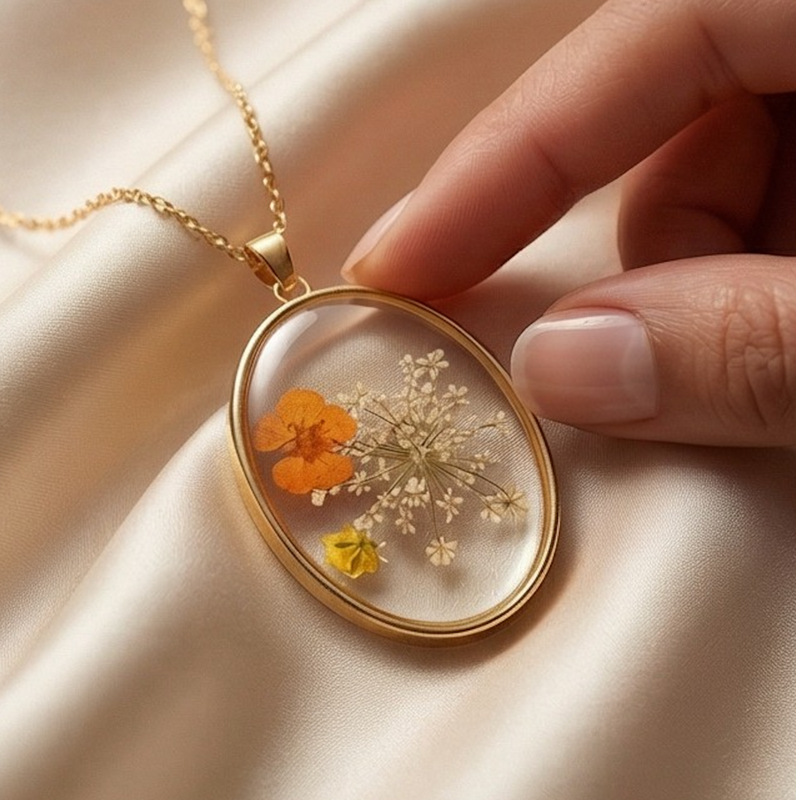 Personalized Dried Flower Resin Necklace