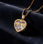 Mom Crystal Heart Necklace