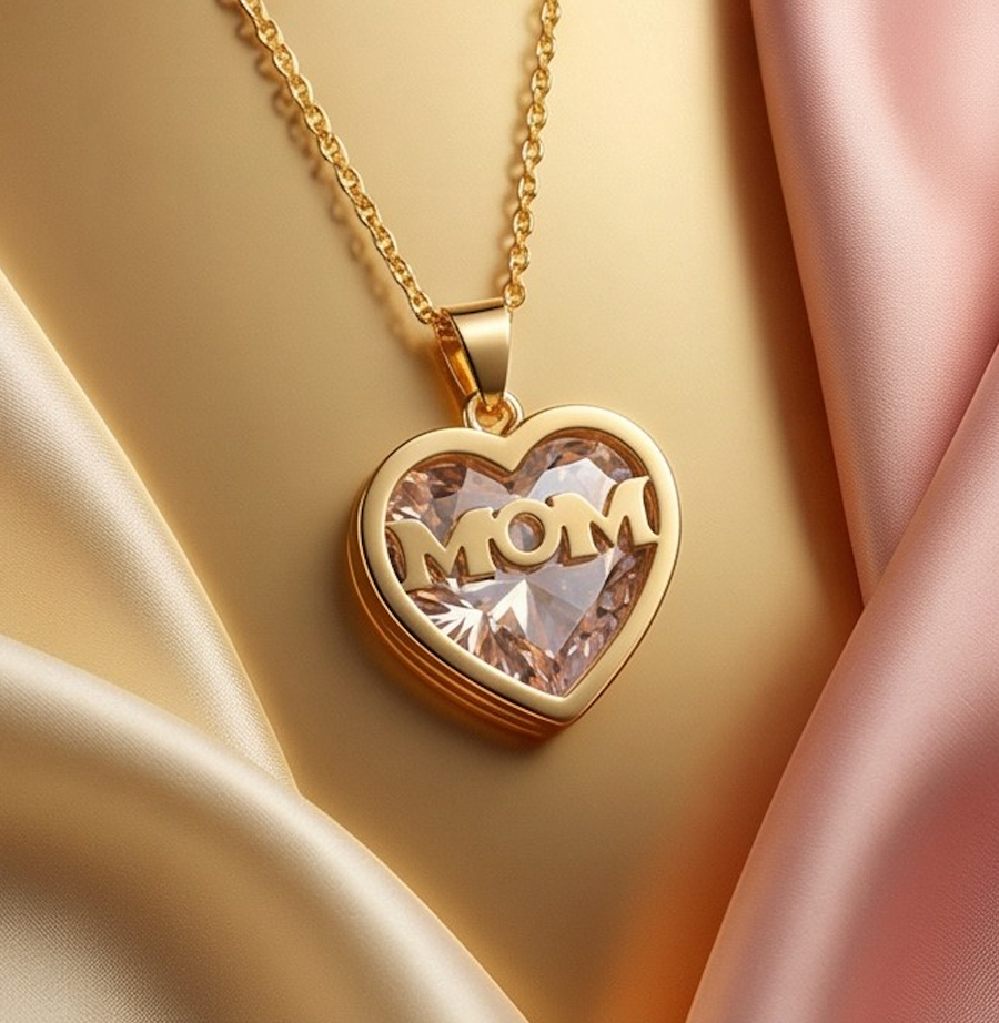 Mom Crystal Heart Necklace