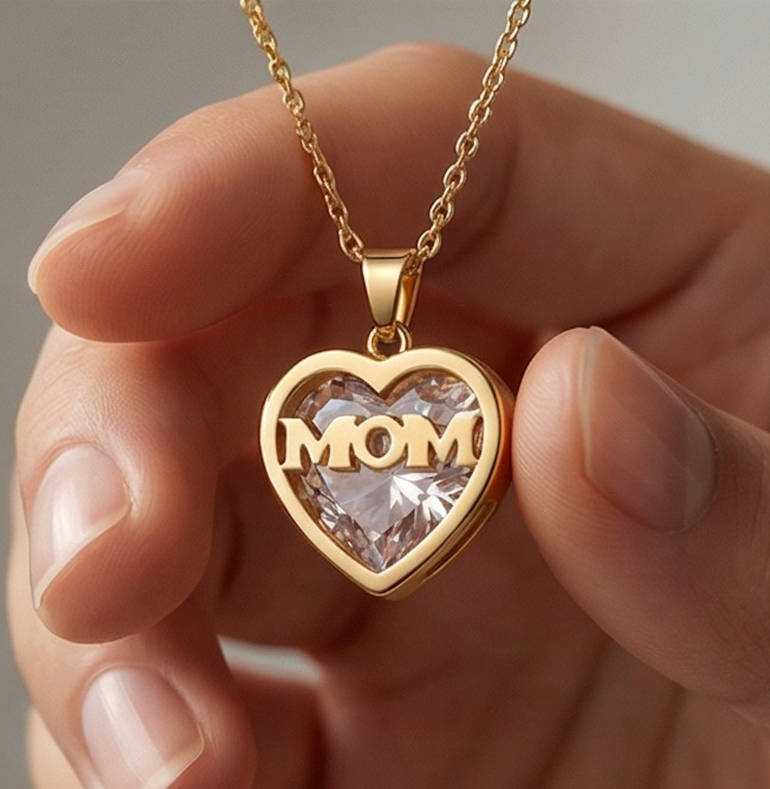 Mom Crystal Heart Necklace