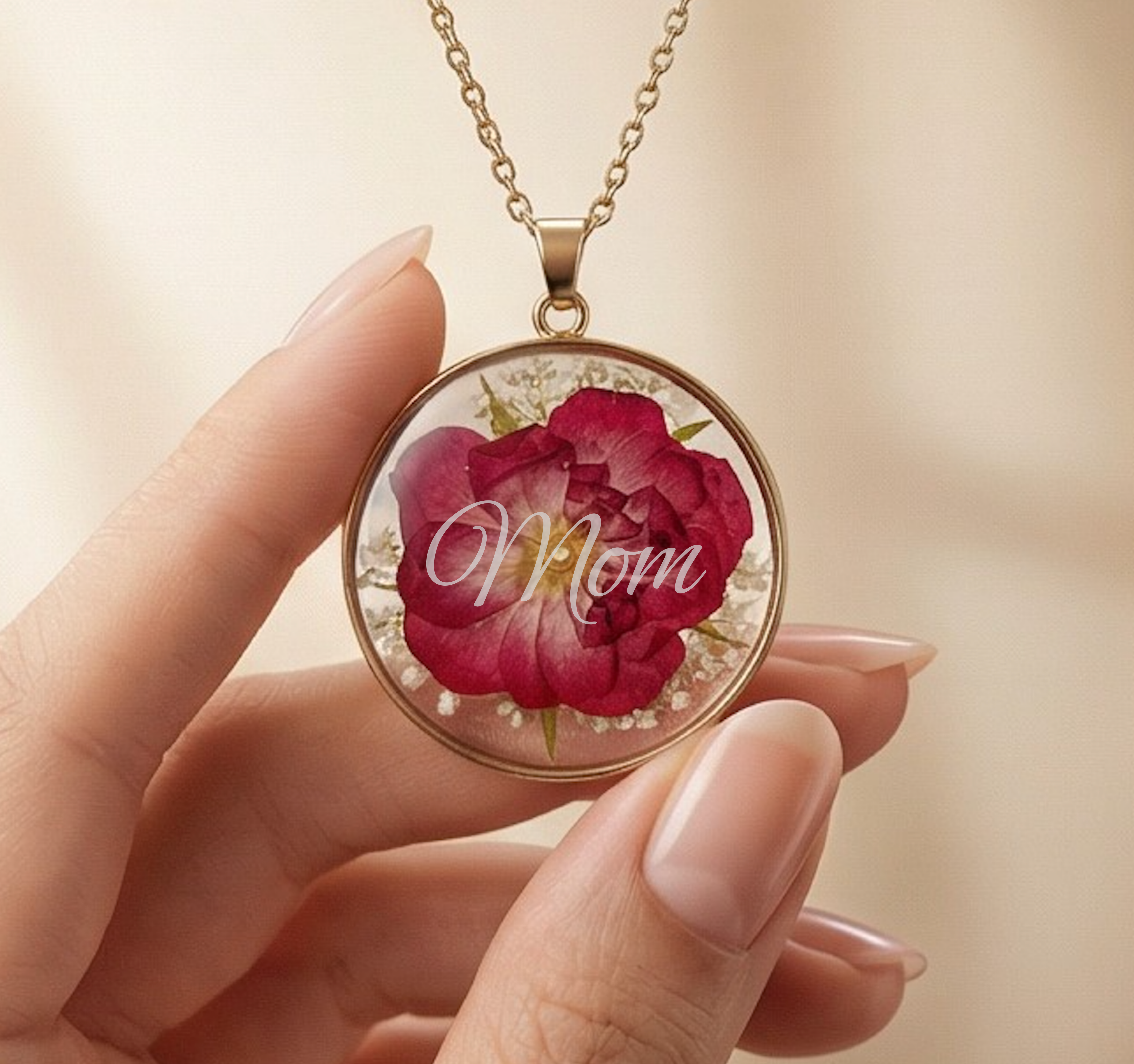 Personalized Dried Flower Resin Necklace